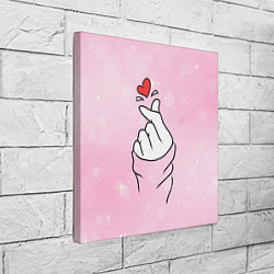 Холст квадратный Сердечко пальцами, цвет: 3D-принт — фото 2