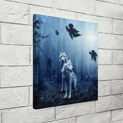 Картина квадратная Волки в тёмном лесу / 3D-принт – фото 3