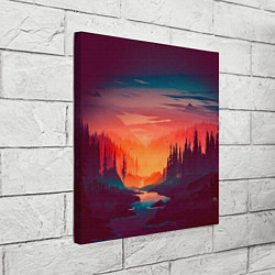 Холст квадратный Minimal forest sunset, цвет: 3D-принт — фото 2