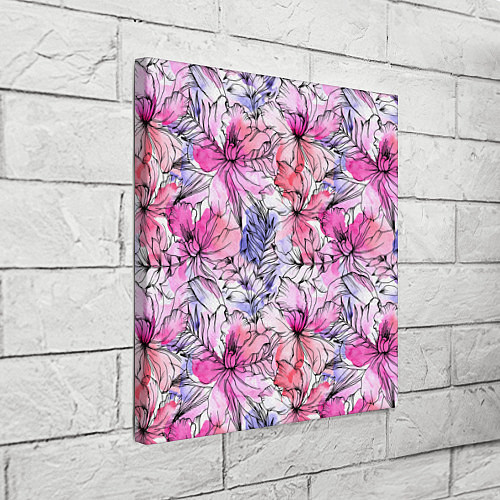 Картина квадратная Акварельные цветы / 3D-принт – фото 3