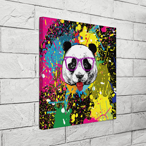 Картина квадратная Панда хипстер в брызгах краски / 3D-принт – фото 3