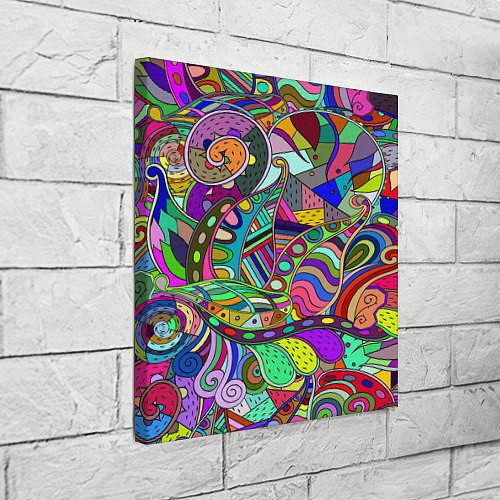 Картина квадратная Дудлы узор разноцветный хиппи / 3D-принт – фото 3
