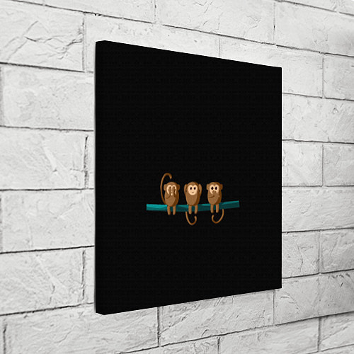 Картина квадратная Обезьяны слух зрение речь трио / 3D-принт – фото 3