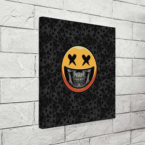 Картина квадратная Смайлик на черепе Emoji / 3D-принт – фото 3