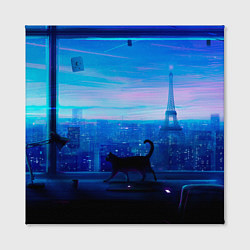 Холст квадратный Кошка арт окно, цвет: 3D-принт — фото 2