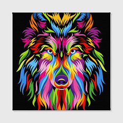 Холст квадратный Neon wolf, цвет: 3D-принт — фото 2