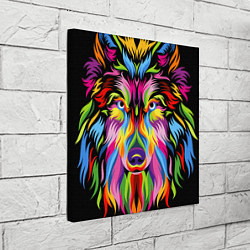 Холст квадратный Neon wolf, цвет: 3D-принт — фото 2