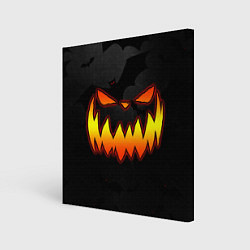 Холст квадратный Pumpkin smile and bats, цвет: 3D-принт