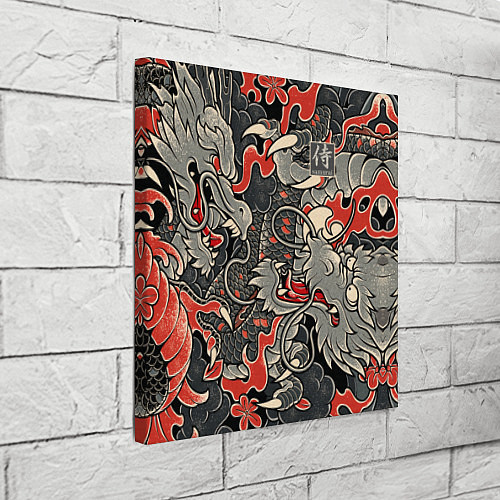 Картина квадратная Самурай Якудза, драконы / 3D-принт – фото 3