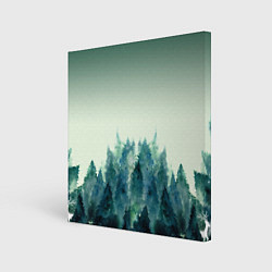 Холст квадратный Акварельный лес градиент, цвет: 3D-принт