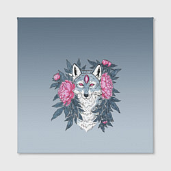 Холст квадратный Тотем волка и цветы, цвет: 3D-принт — фото 2