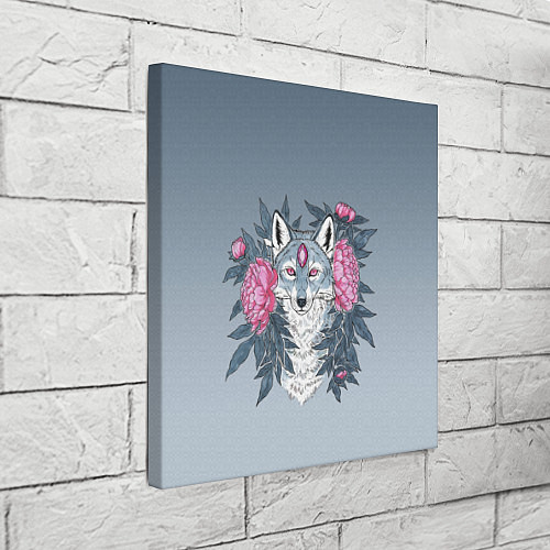 Картина квадратная Тотем волка и цветы / 3D-принт – фото 3