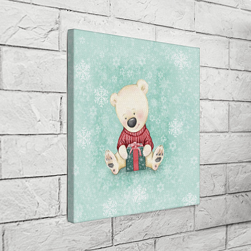 Картина квадратная Медвежонок с подарком / 3D-принт – фото 3