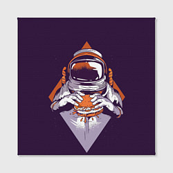 Холст квадратный Космонавт ест бургер, цвет: 3D-принт — фото 2