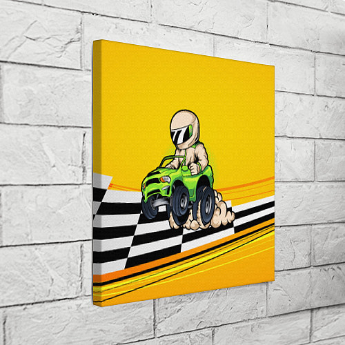 Картина квадратная Мультяшный гонщик на джипе / 3D-принт – фото 3