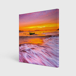 Холст квадратный Закат на пляже, цвет: 3D-принт