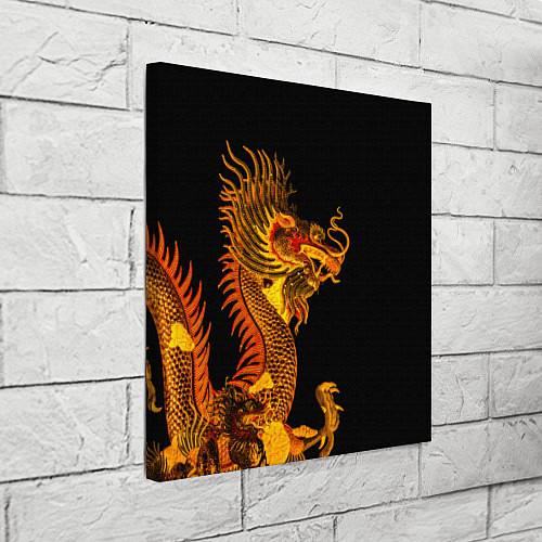 Картина квадратная Золотой китайский дракон / 3D-принт – фото 3