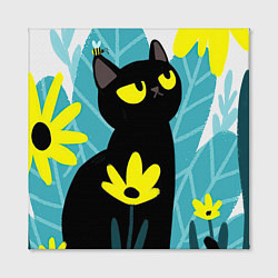 Холст квадратный Кот и цветок, цвет: 3D-принт — фото 2
