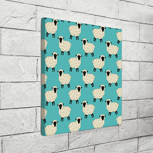 Картина квадратная Овечки паттерн на бирюзовом / 3D-принт – фото 3