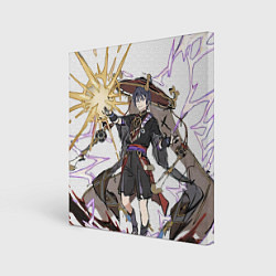 Холст квадратный Скарамучча в деле, цвет: 3D-принт