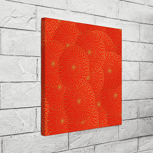 Картина квадратная ЗОЛОТЫЕ ХРИЗАНТЕМЫ ПАТТЕРН / 3D-принт – фото 3