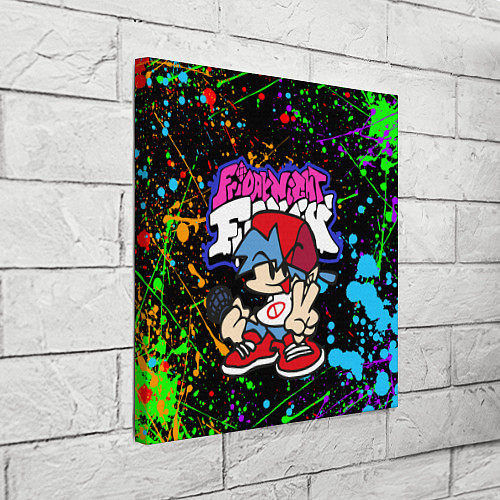 Картина квадратная FRIDAY NIGHT FUNKIN БРЫЗГИ КРАСОК, ГЕРОЙ / 3D-принт – фото 3