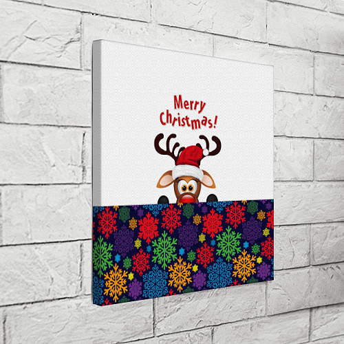 Картина квадратная Merry Christmas оленёнок / 3D-принт – фото 3