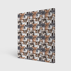 Холст квадратный Щенки Разных Пород, цвет: 3D-принт