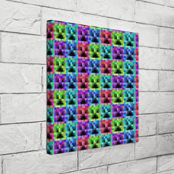 Холст квадратный МАЙНКРАФТ MINECRAFT ЦВЕТНЫЕ КРИПЕРЫ, цвет: 3D-принт — фото 2