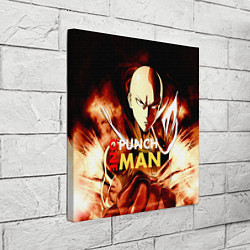 Холст квадратный Огненный Сайтама One Punch-Man, цвет: 3D-принт — фото 2