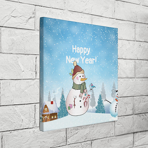 Картина квадратная Снеговик во дворе / 3D-принт – фото 3