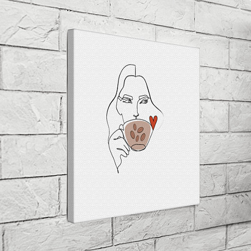 Картина квадратная Монолиния девушка с кофе / 3D-принт – фото 3