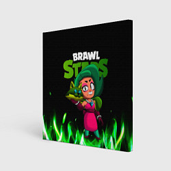 Холст квадратный LOLA ЛОЛА BRAWLSTARS зеленый огонь, цвет: 3D-принт