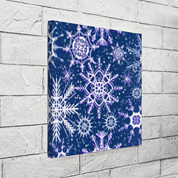 Холст квадратный Белые снежинки на темно-синем фоне, цвет: 3D-принт — фото 2