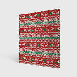 Холст квадратный Deer Christmas Pattern, цвет: 3D-принт