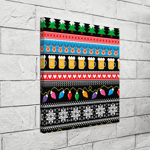 Картина квадратная Новогодний пивной узор / 3D-принт – фото 3