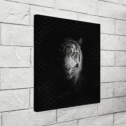 Картина квадратная Тигр черно-белый соты / 3D-принт – фото 3