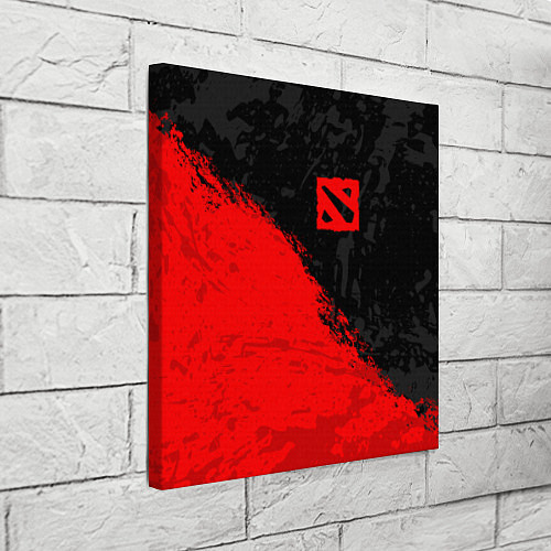 Картина квадратная DOTA 2 RED LOGO, БРЫЗГИ КРАСОК / 3D-принт – фото 3