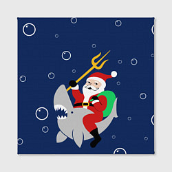 Холст квадратный САНТА КЛАУС НА АКУЛЕ SANTA, цвет: 3D-принт — фото 2