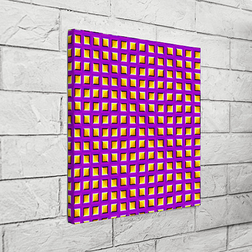 Картина квадратная Фиолетовый Фон с Желтыми Квадратами Иллюзия Движен / 3D-принт – фото 3