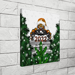 Холст квадратный Новогодний Тигр Среди Елок, цвет: 3D-принт — фото 2