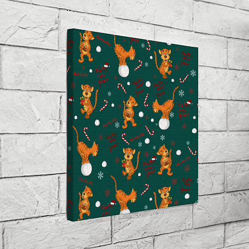 Картина квадратная Тигр и рождество / 3D-принт – фото 3