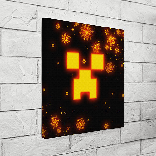 Картина квадратная НОВОГОДНИЙ ОГНЕННЫЙ КРИПЕР CREEPER FIRE / 3D-принт – фото 3