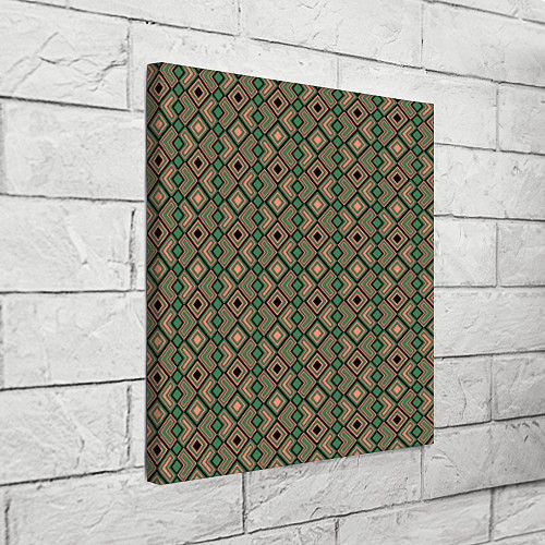 Картина квадратная Абстракция из черных, зеленых и бежевых квадратов / 3D-принт – фото 3
