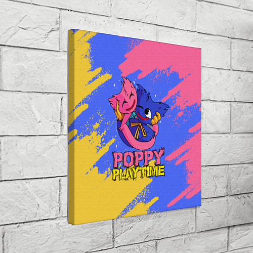 Картина квадратная Huggy Wuggy and Kissy Missy Poppy Playtime / 3D-принт – фото 3
