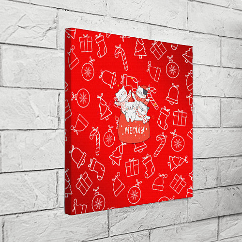 Картина квадратная Коты в новогоднем мешке / 3D-принт – фото 3