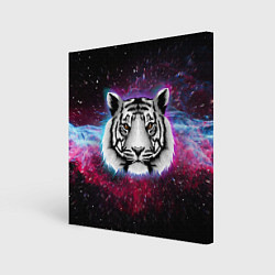 Холст квадратный ТИГР В НЕОНОВОМ КОСМОСЕ NEON TIGER GALAXY, цвет: 3D-принт