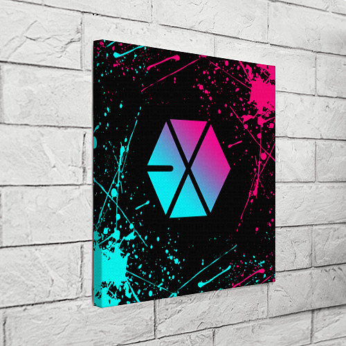 Картина квадратная EXO BAND NEON LOGO НЕОНОВЫЕ БРЫЗГИ КРАСОК / 3D-принт – фото 3