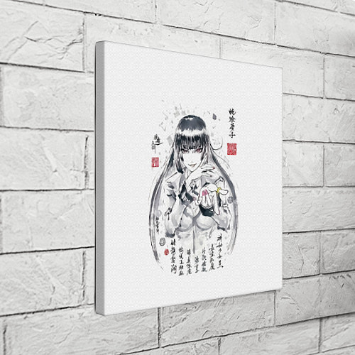 Картина квадратная Безумный азарт - Юмэко Джабами иероглифы / 3D-принт – фото 3