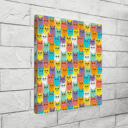 Картина квадратная Разноцветные Мультяшные Котики / 3D-принт – фото 3